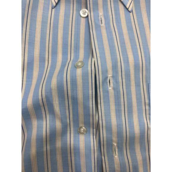 Forsyth Button Down Shirt Men's Size 15 Striped Dress Shirt Causal Blue - Picture 3 of 8